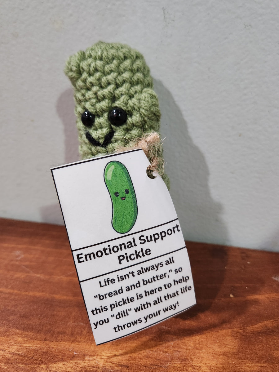 Emotional Support Pickle Hand Crocheted – Corey's Pickles