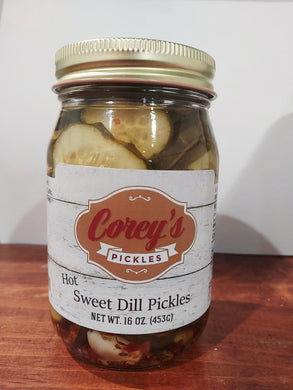 Hot & Sweet Dill Pickles 16 oz
