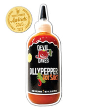 Load image into Gallery viewer, Devil Dave&#39;s Dilly Pepper &amp; Pickle Brine Hot Sauce 10 oz